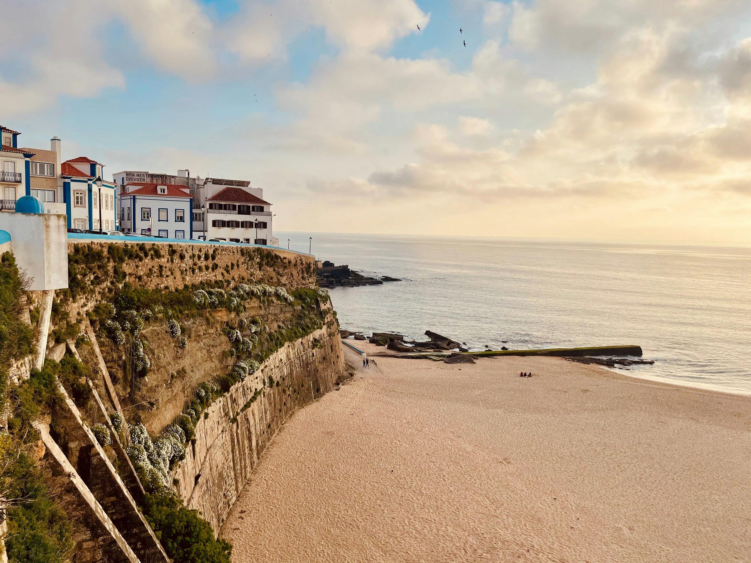 View of houses along Ericeira's beachside cliffs